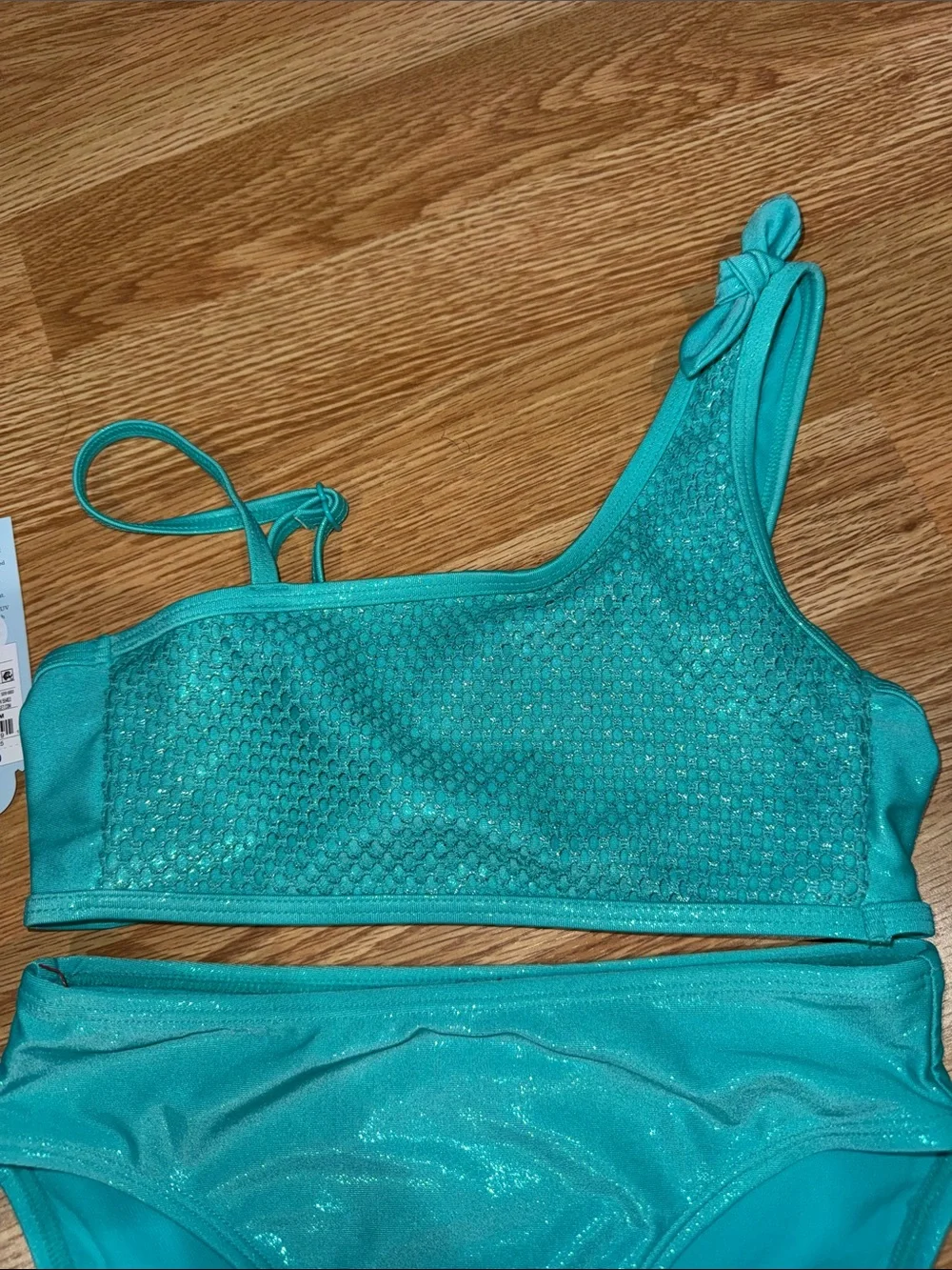 Cat & Jack Teal Shimmer Girls Two-Piece Bikini Set